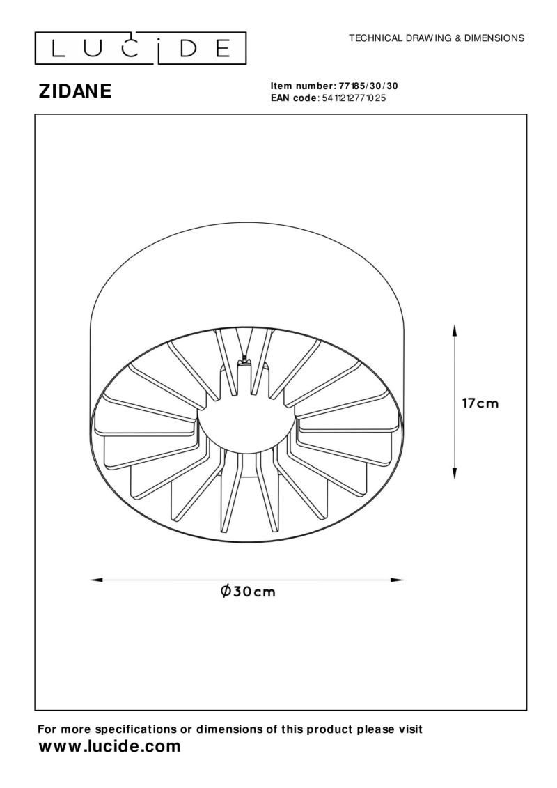 Lucide ZIDANE - zapustené stropné svietidlo - Ø 30 cm - 1xE27 - čierne